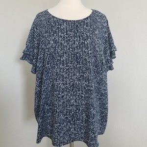 Lane Bryant Shirt Top Blue White